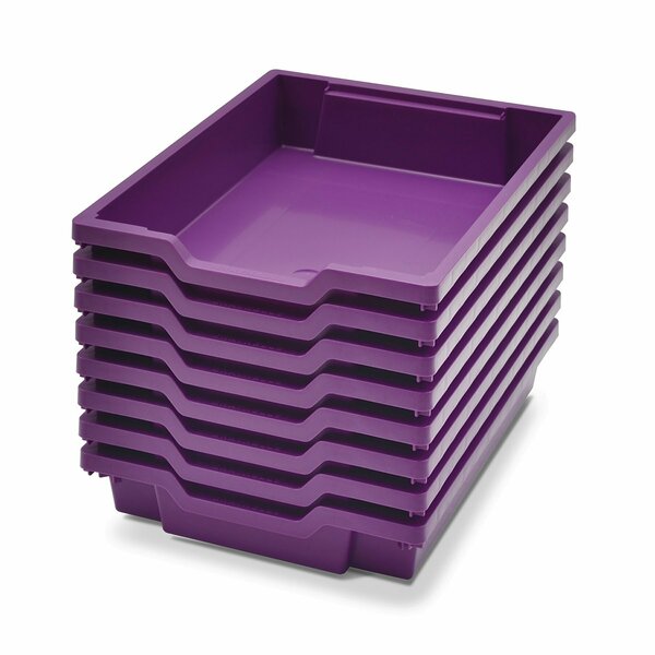 Gratnells Shallow F1 Tray, Plum Purple, 12.3in. x 16.8in. x 3in., Heavy Duty, 8PK F0105P8